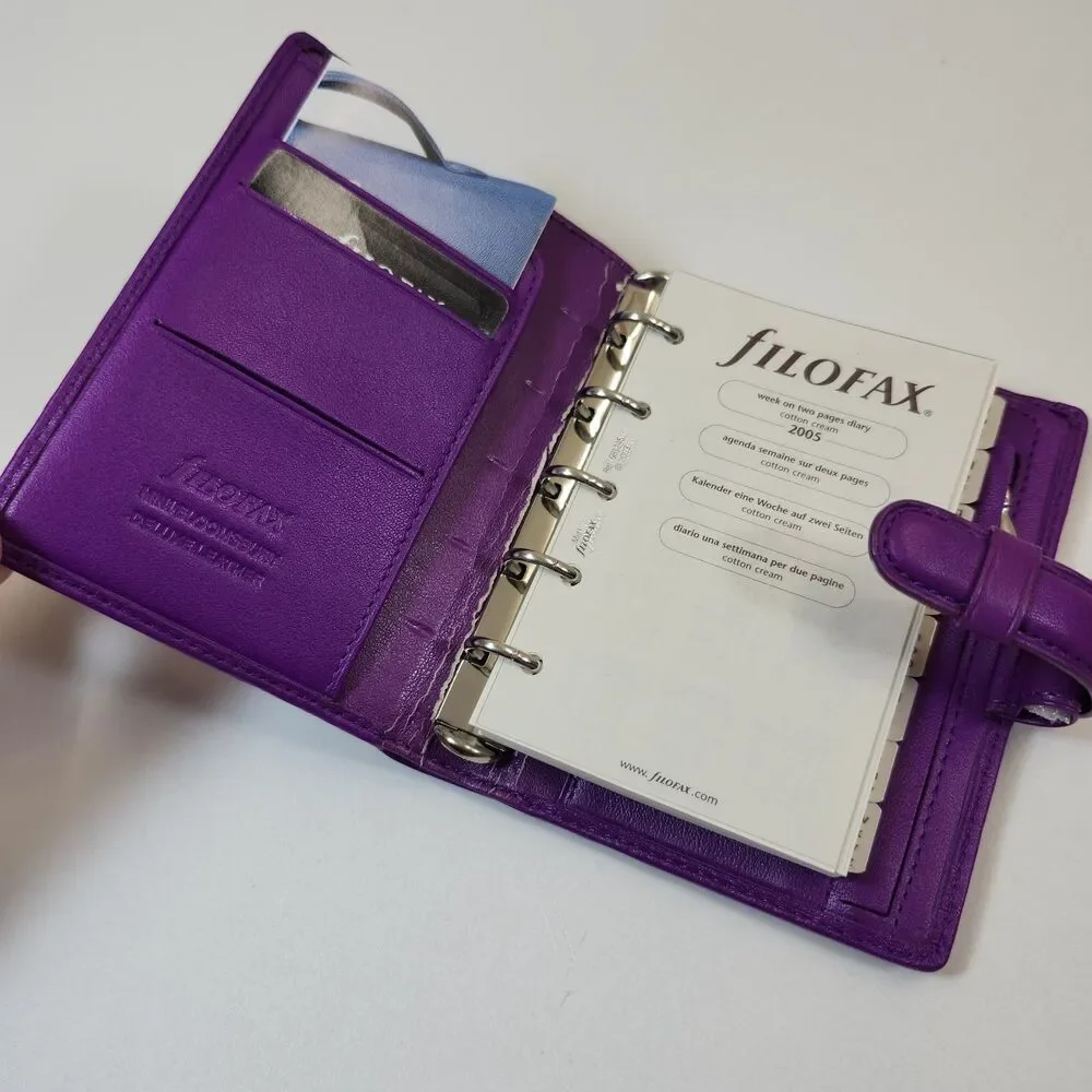 Filofax Mini Bloomsbury Organizer Deluxe Leather Purple Address Book Planner